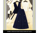 Women 4 Pieces Net Skirt Pearls Work Suit DS-291